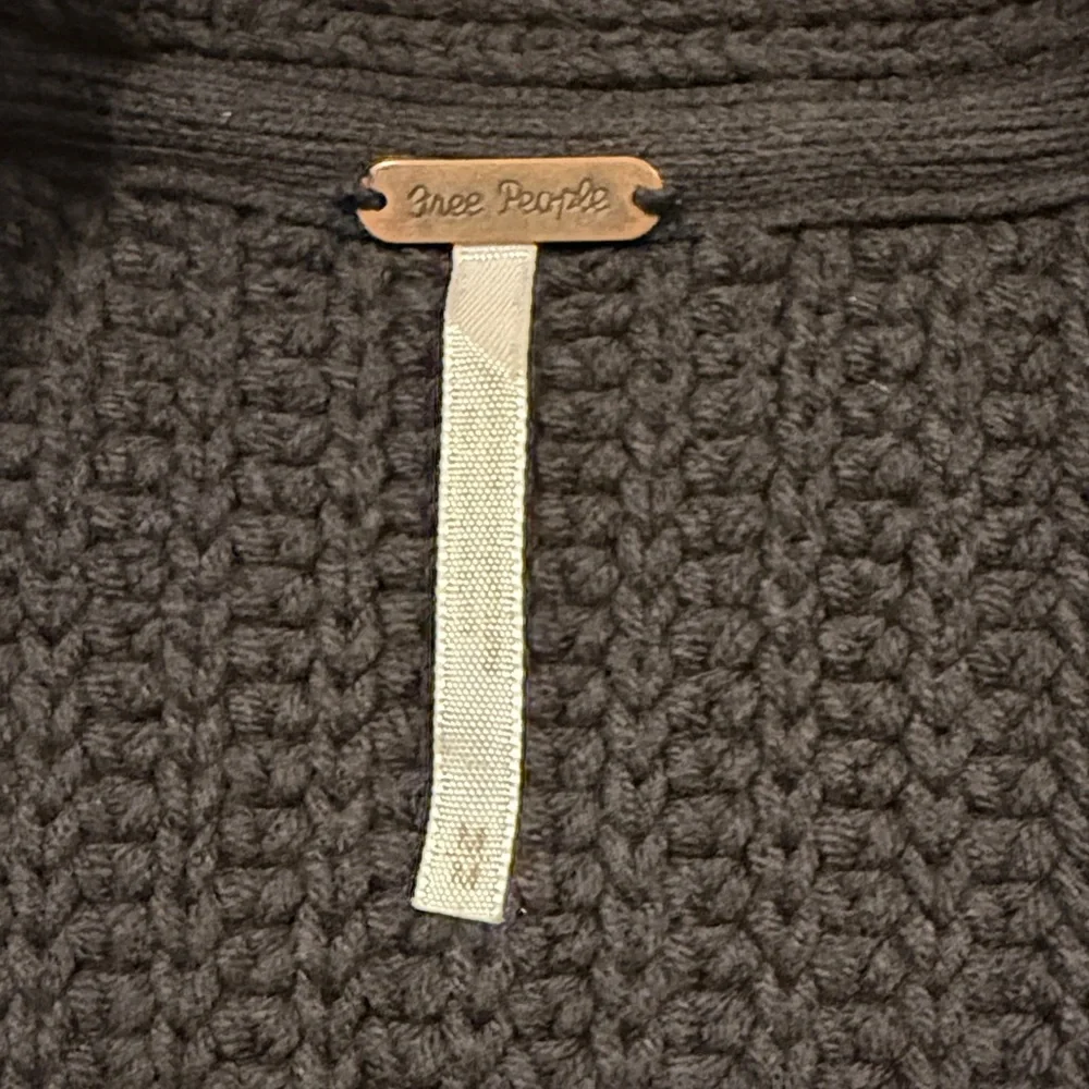 Free People Black Chunky Open-Front Knit Cardigan - Picture 2 of 6